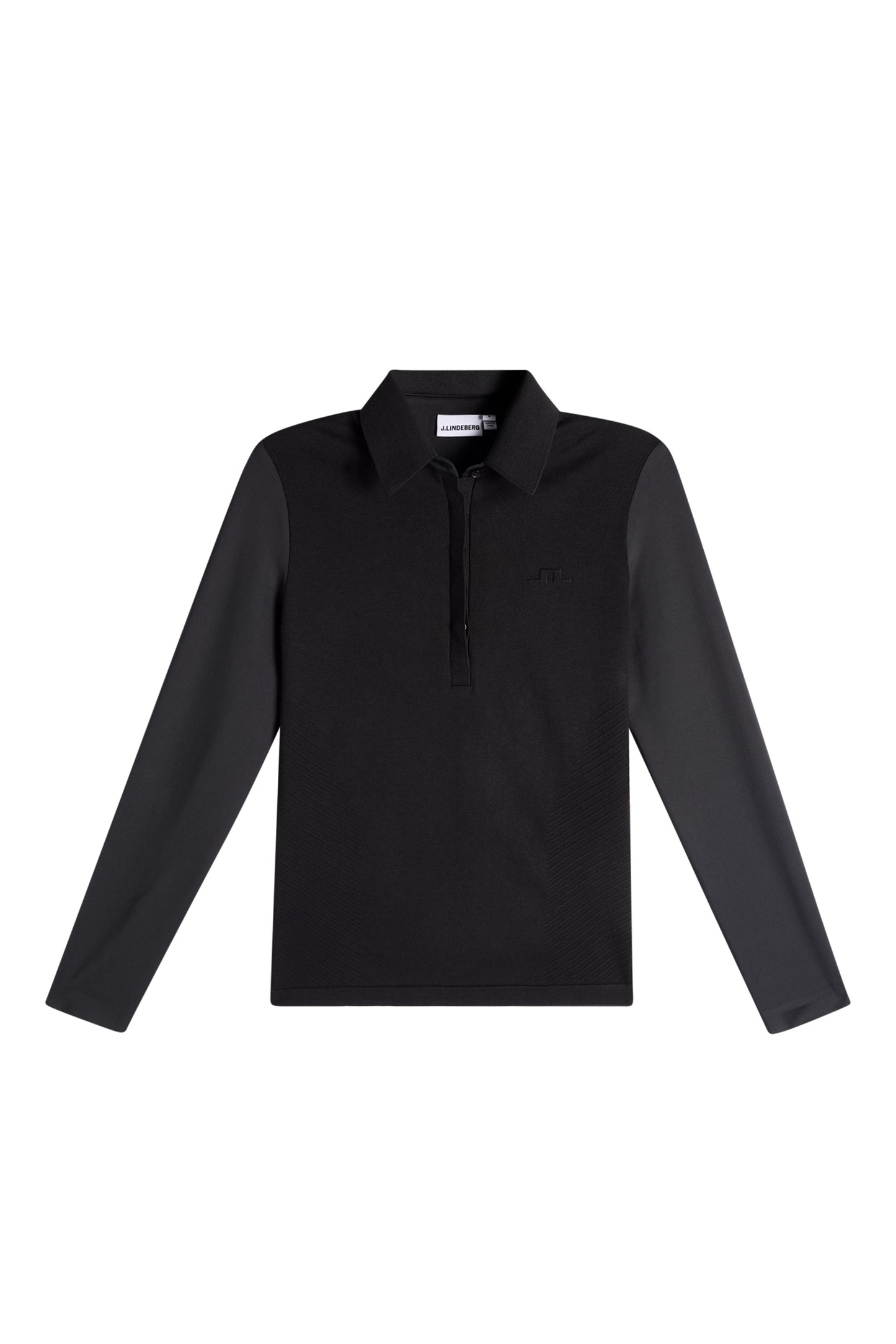 Kailey LS Hybrid Knit Polo in Black by J.Lindeberg