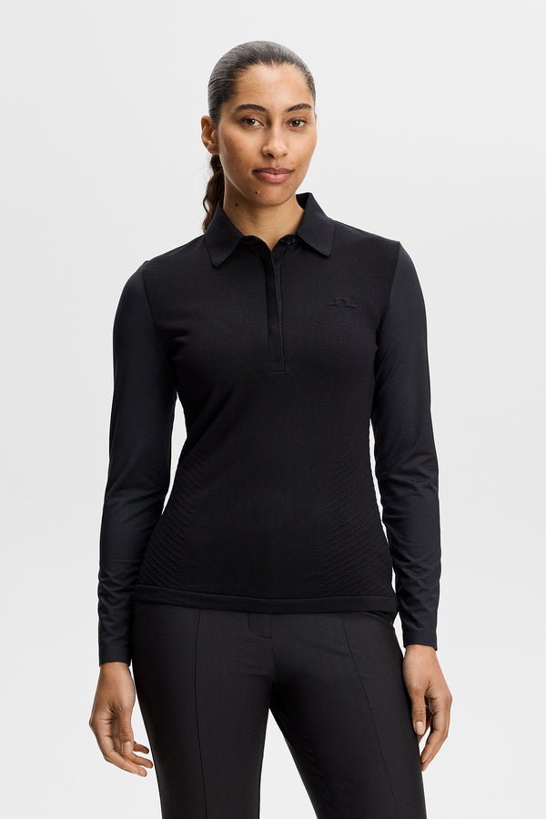 Kailey LS Hybrid Knit Polo / Black