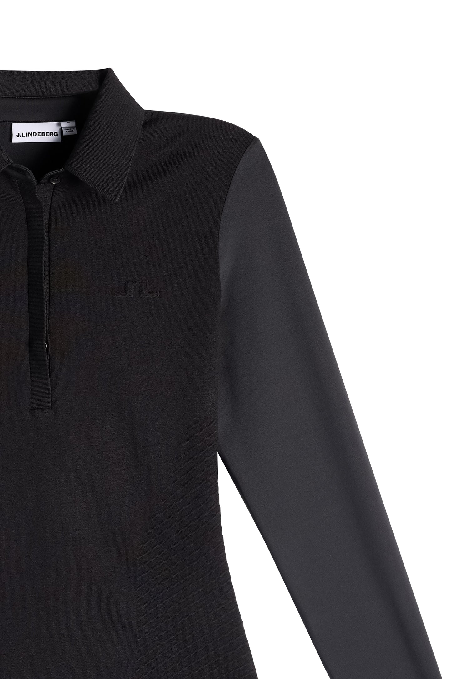 Kailey LS Hybrid Knit Polo in Black by J.Lindeberg