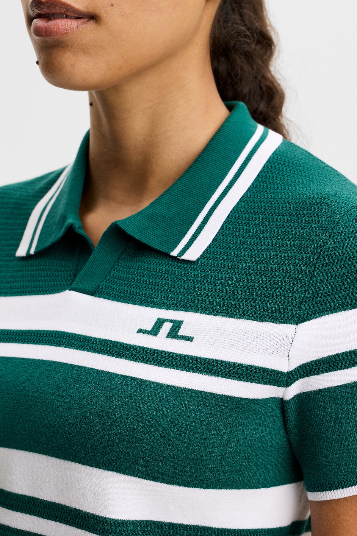 Athena Knit Polo in Forest Biome by J.Lindeberg