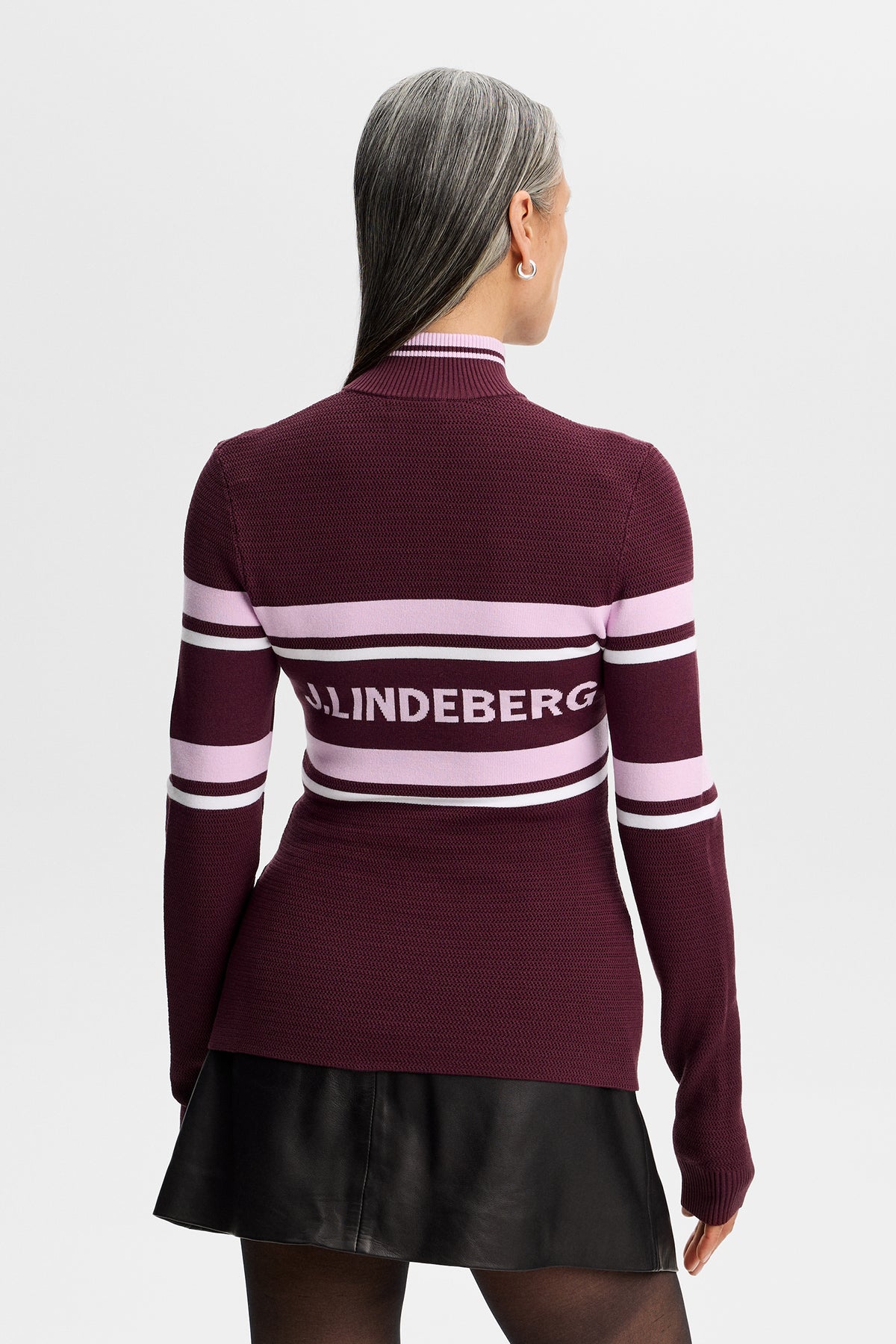 Ariadne Knit Quarter Zip in Winetasting by J.Lindeberg
