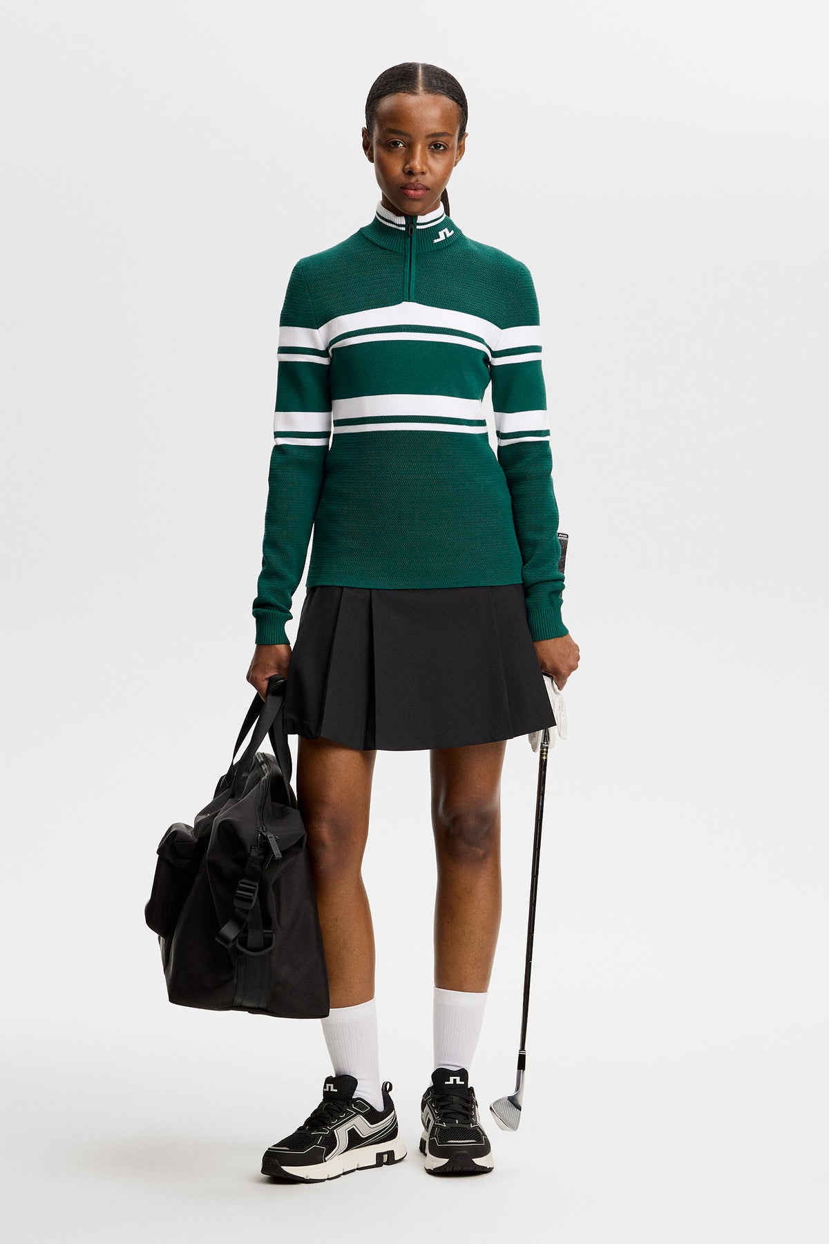 Ariadne Knit Quarter Zip in Forest Biome by J.Lindeberg