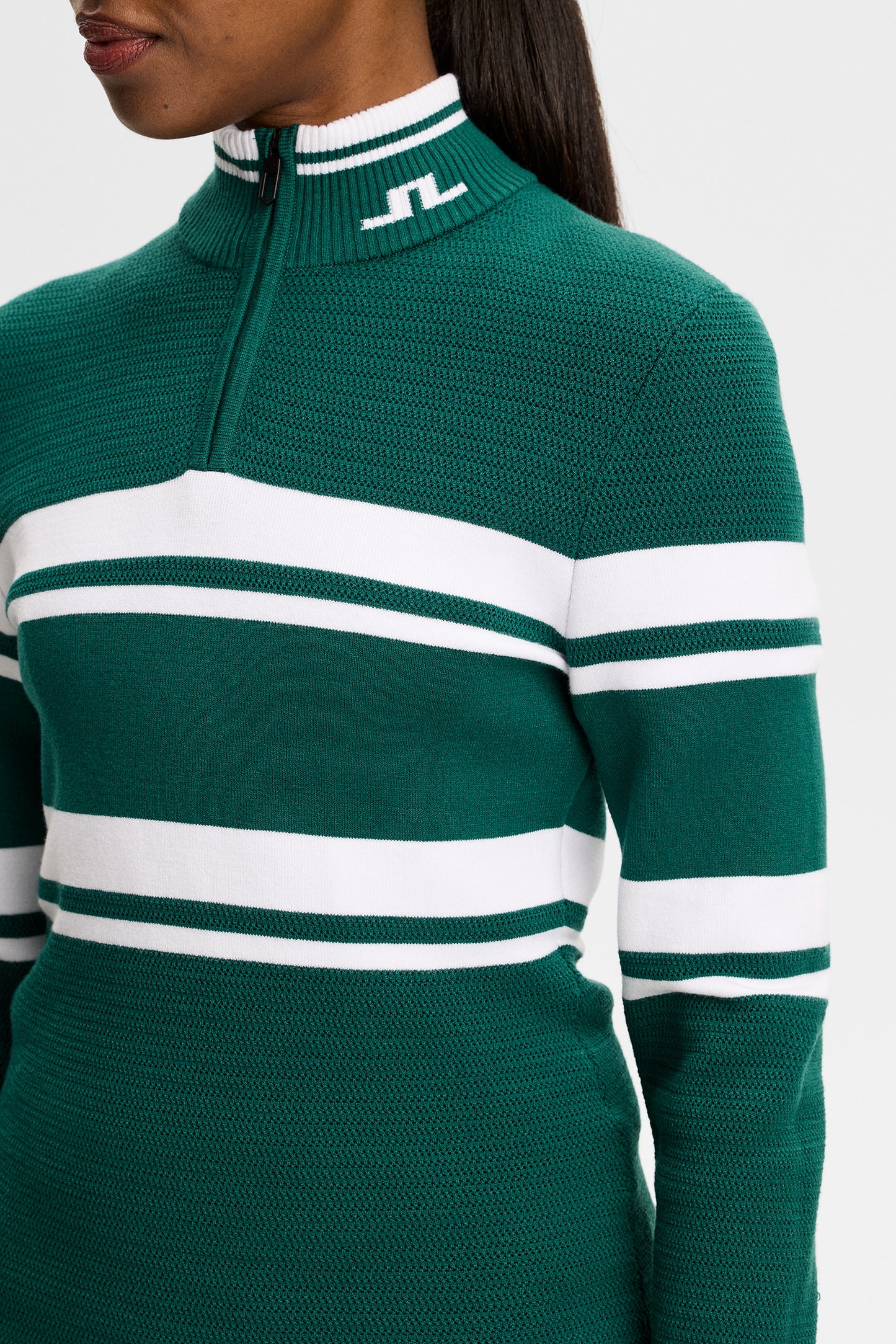 Ariadne Knit Quarter Zip in Forest Biome by J.Lindeberg