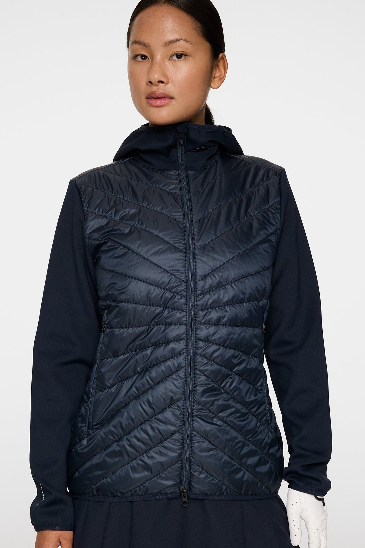 Madde Quilt Hybrid Hood in JL Navy by J.Lindeberg