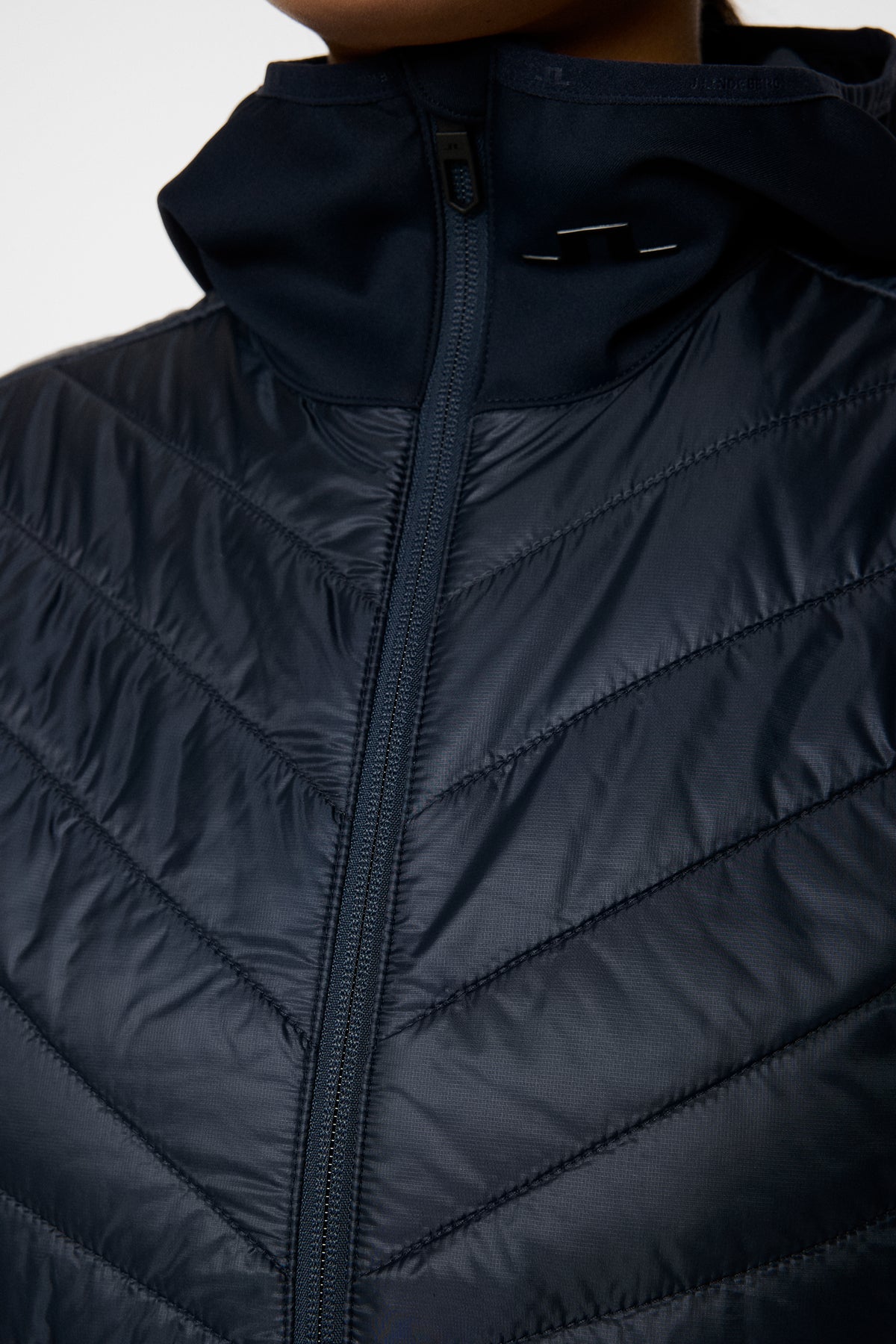 Madde Quilt Hybrid Hood in JL Navy by J.Lindeberg
