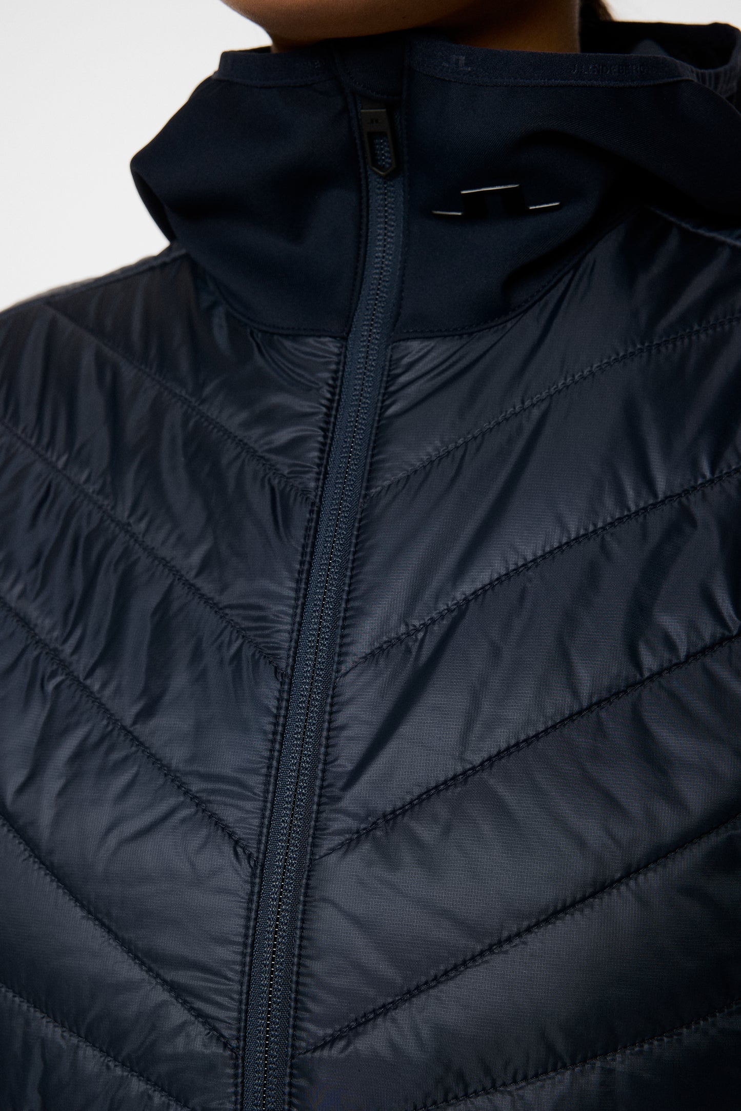 Madde Quilt Hybrid Hood in JL Navy by J.Lindeberg