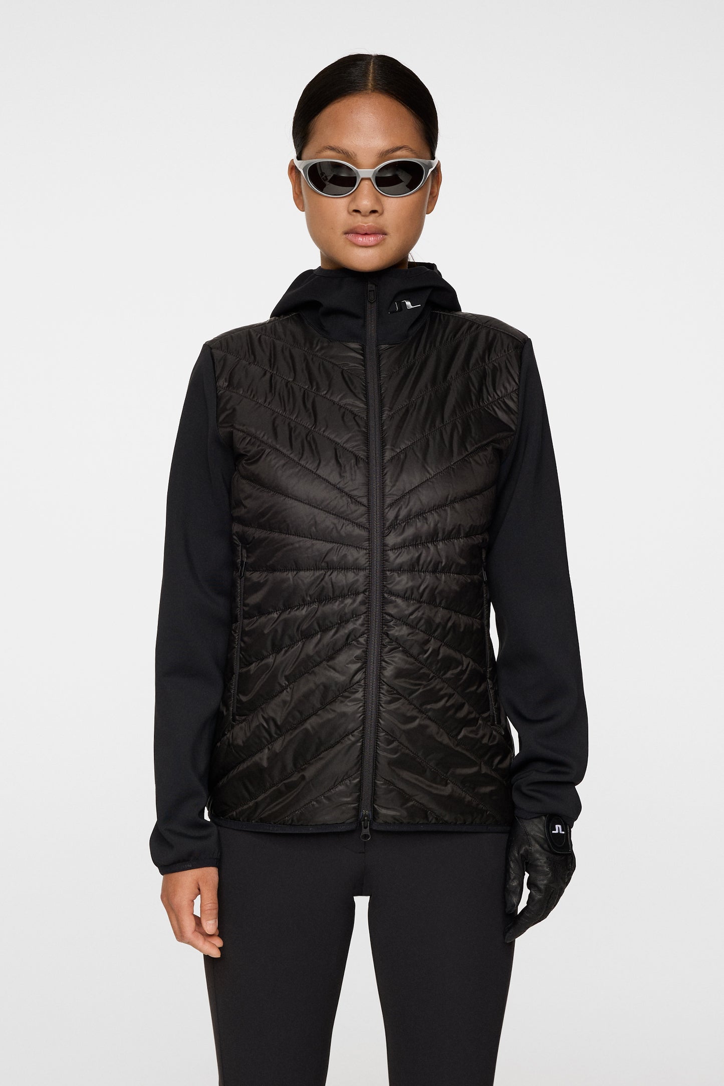 Madde Quilt Hybrid Hood in Black by J.Lindeberg
