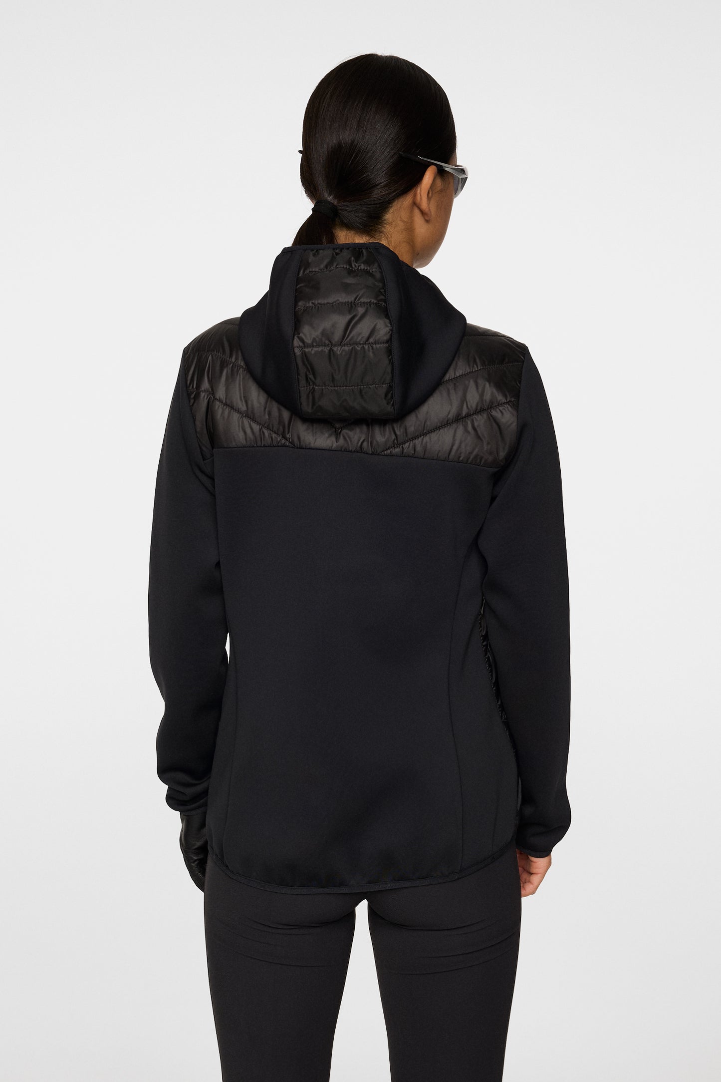Madde Quilt Hybrid Hood in Black by J.Lindeberg