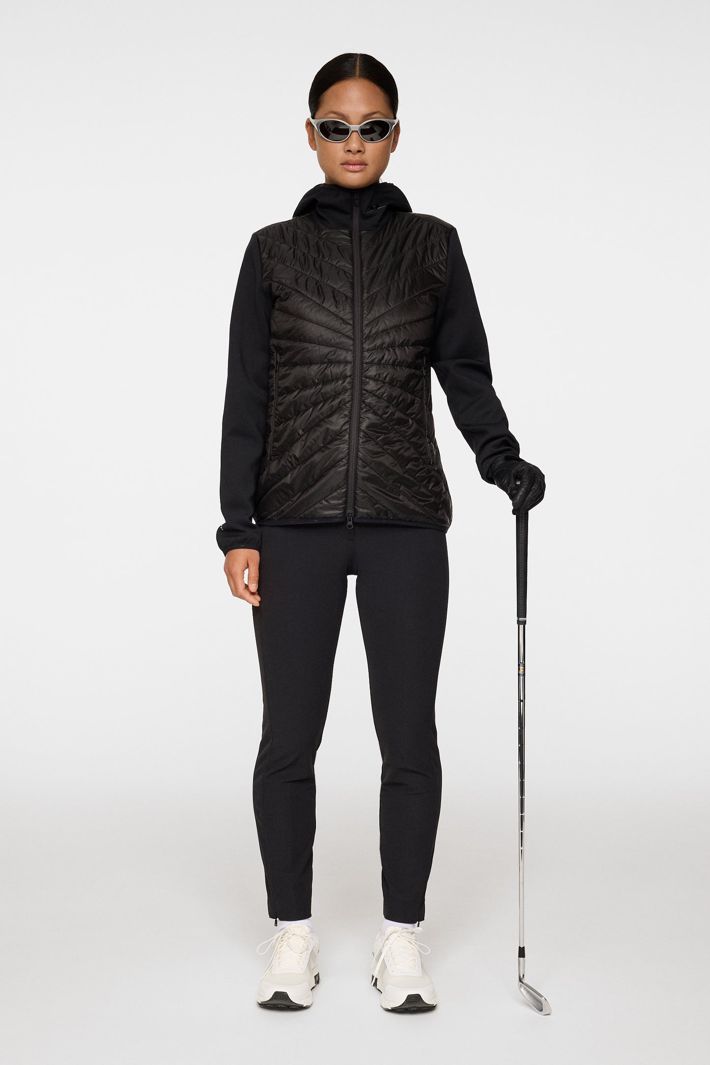 Madde Quilt Hybrid Hood in Black by J.Lindeberg