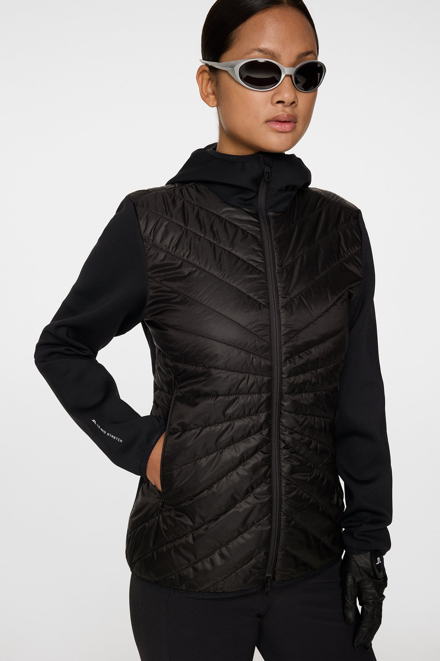 Madde Quilt Hybrid Hood in Black by J.Lindeberg