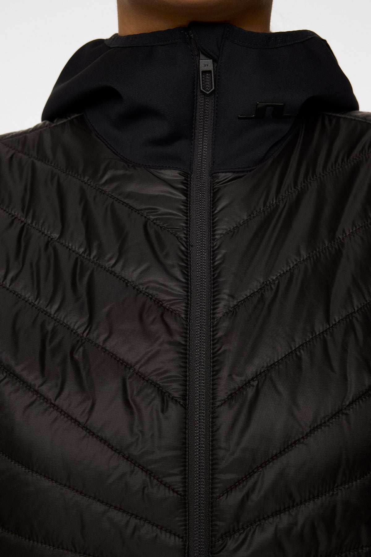 Madde Quilt Hybrid Hood in Black by J.Lindeberg