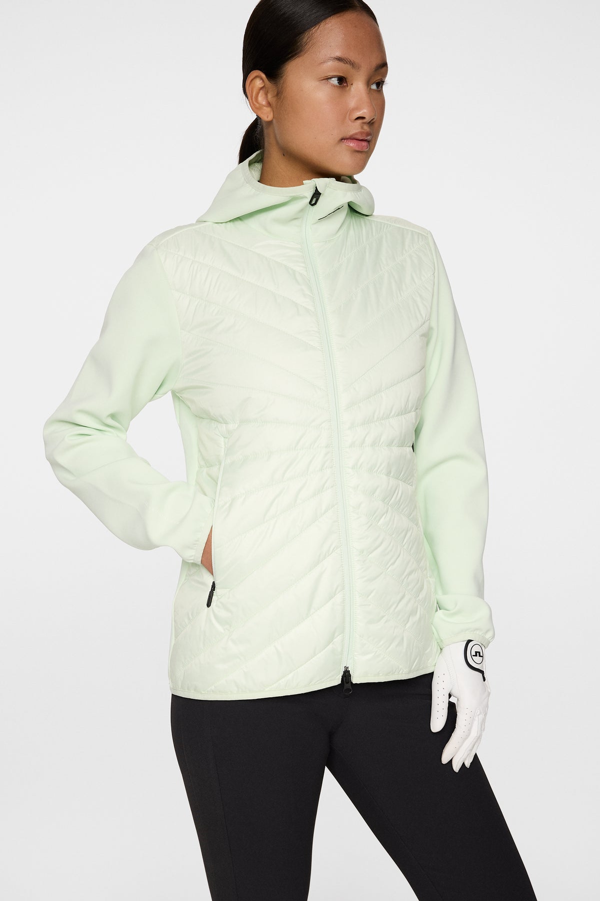 Madde Quilt Hybrid Hood in Ambrosia by J.Lindeberg