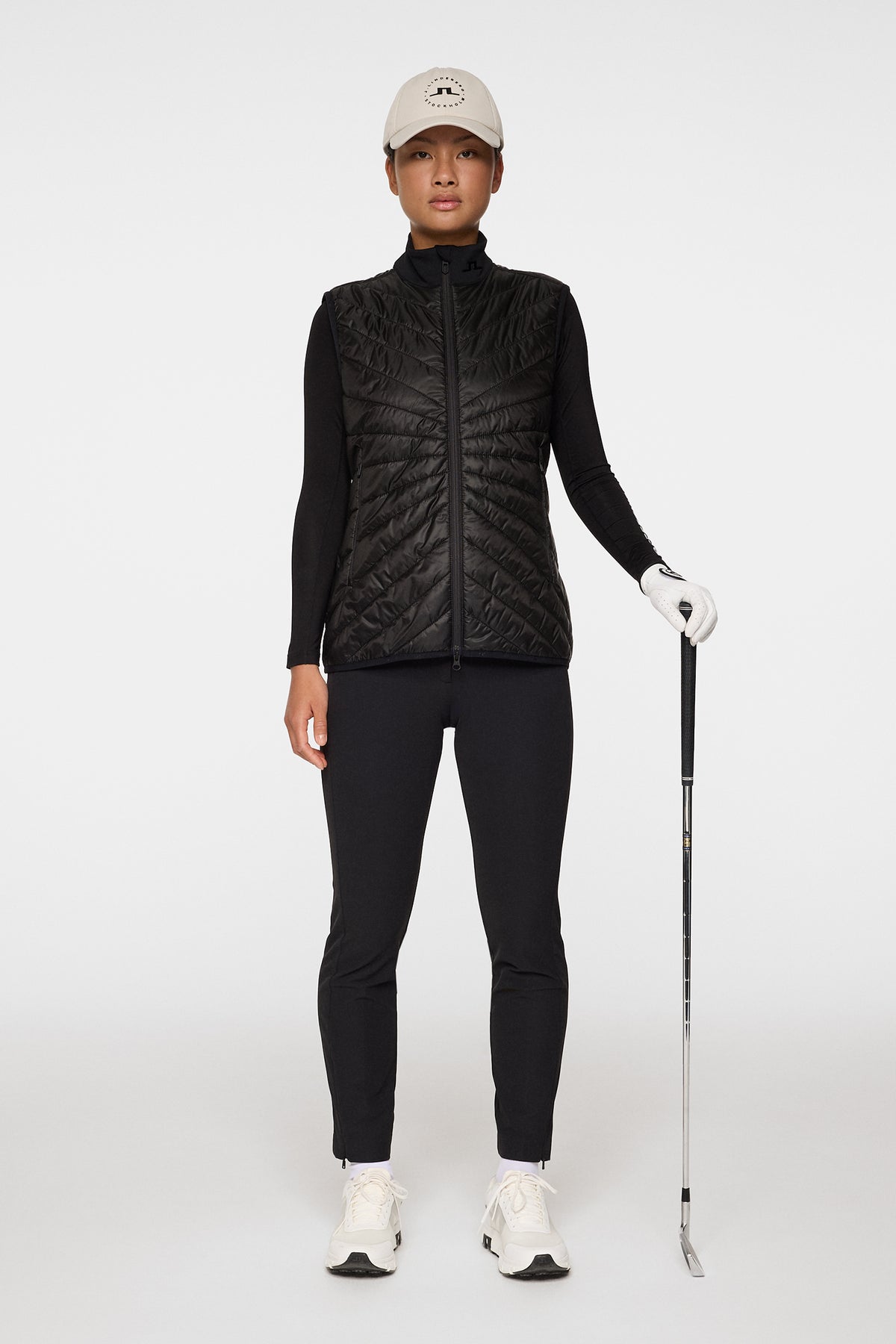 Madde Quilt Hybrid Vest in Black by J.Lindeberg