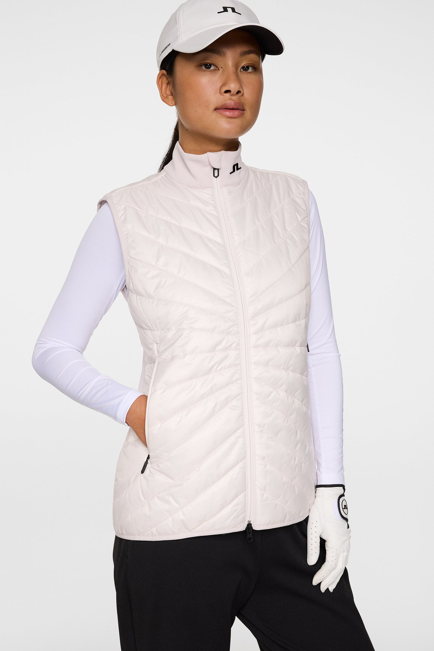 Madde Quilt Hybrid Vest in Grey Lilac by J.Lindeberg