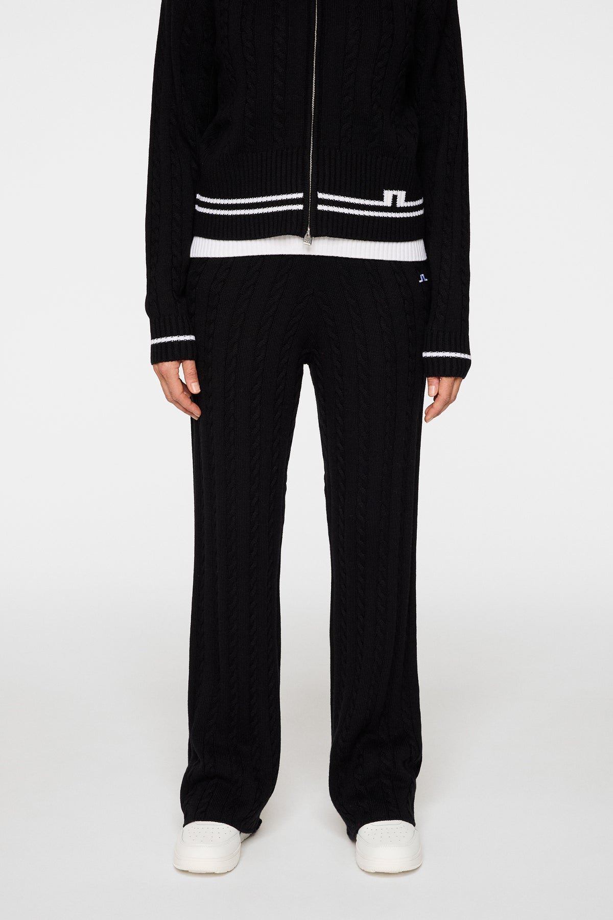 Kiana Cable Knit Wool Pant in Black by J.Lindeberg