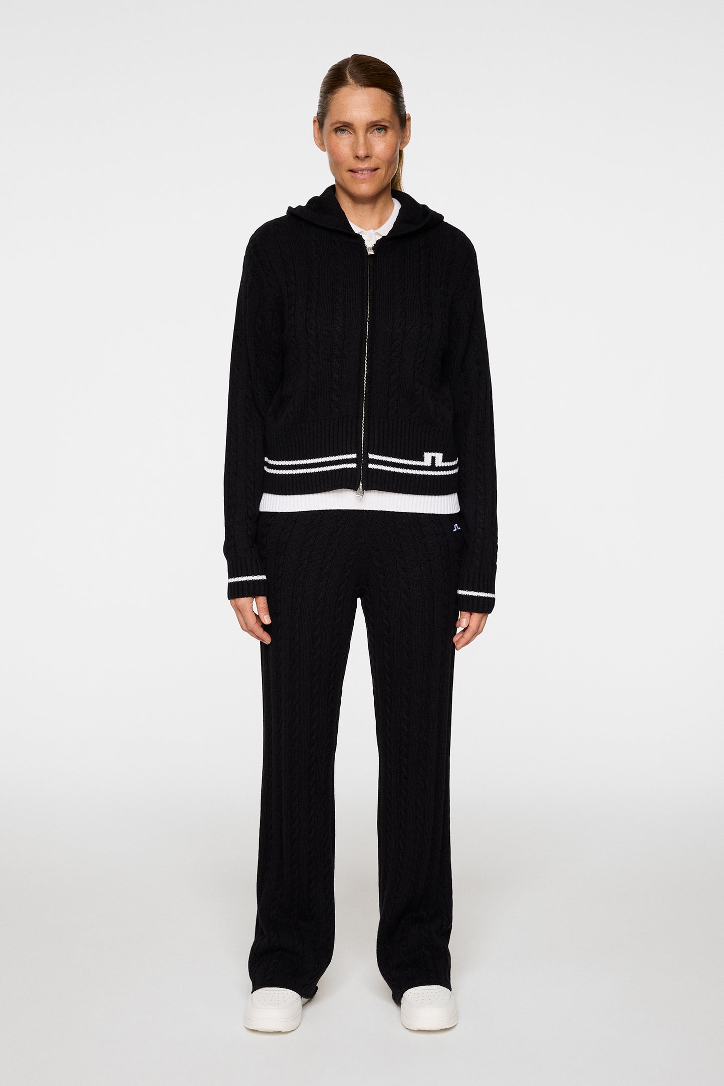 Kiana Cable Knit Wool Pant in Black by J.Lindeberg