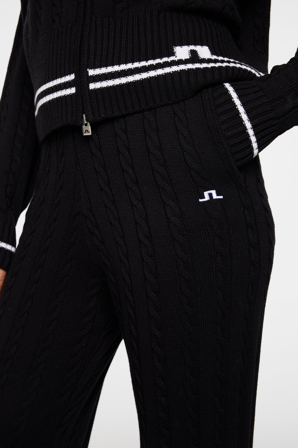 Kiana Cable Knit Wool Pant in Black by J.Lindeberg