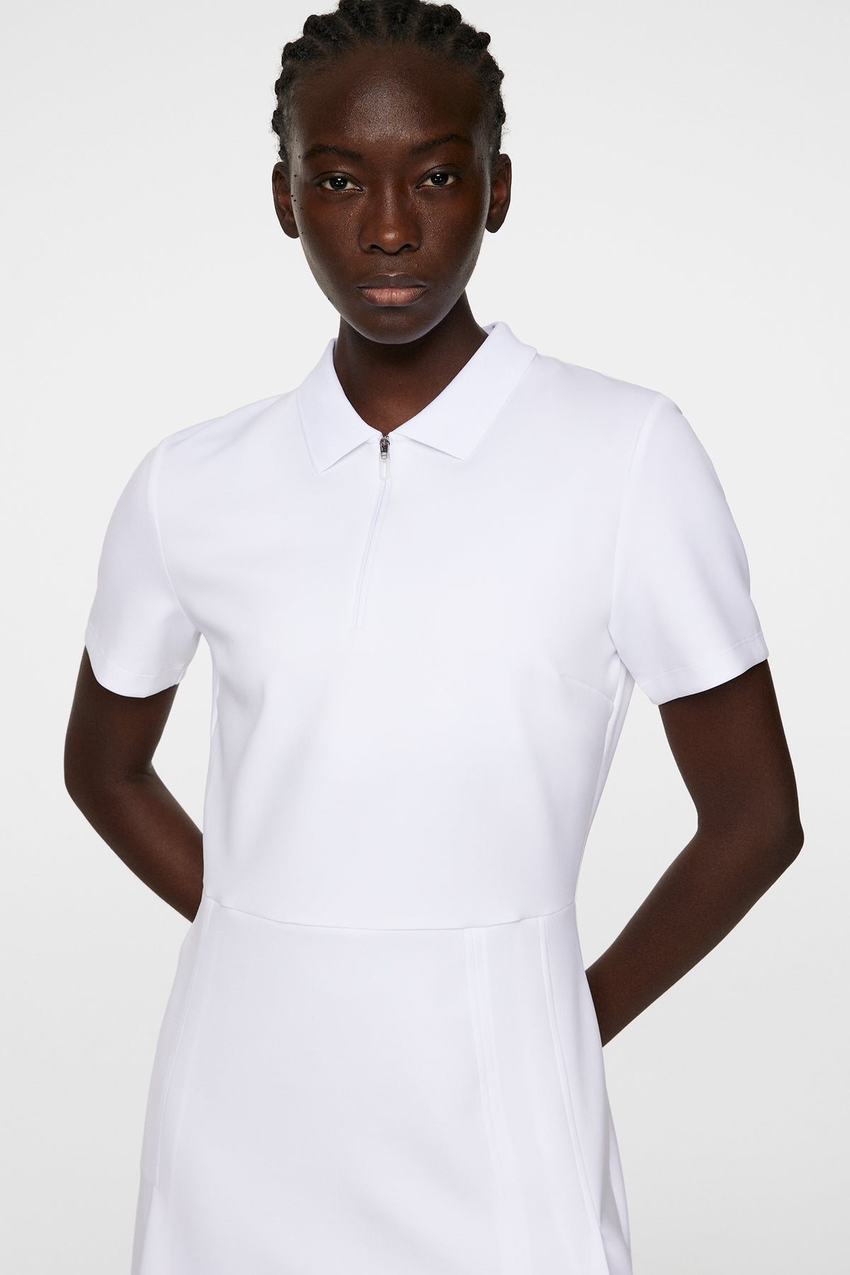Kanai dress in White by J.Lindeberg