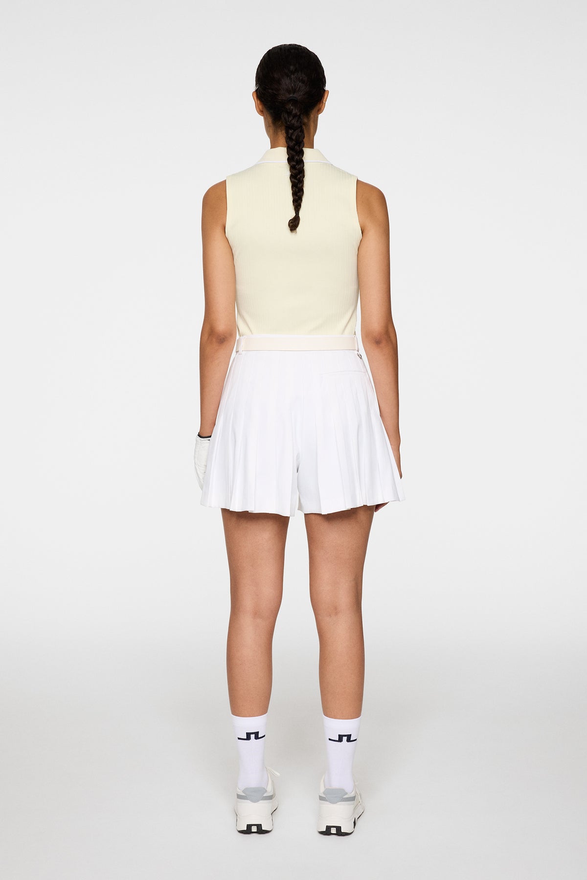 Arella Pleated Shorts in White by J.Lindeberg