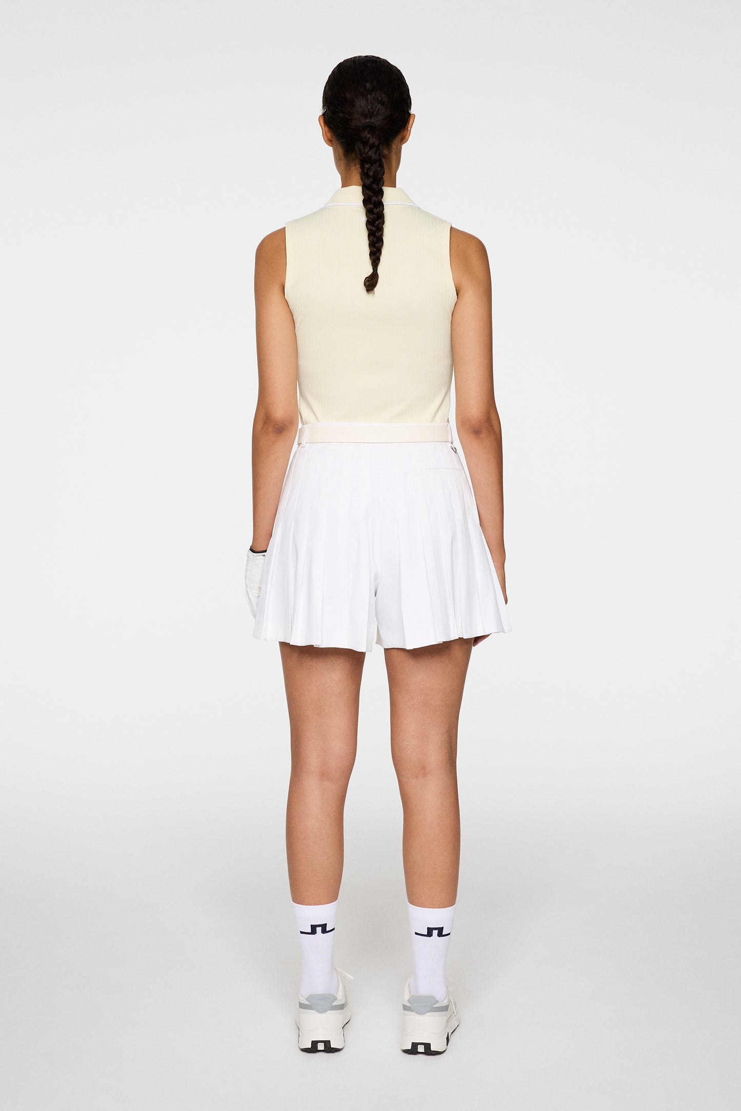Arella Pleated Shorts in White by J.Lindeberg