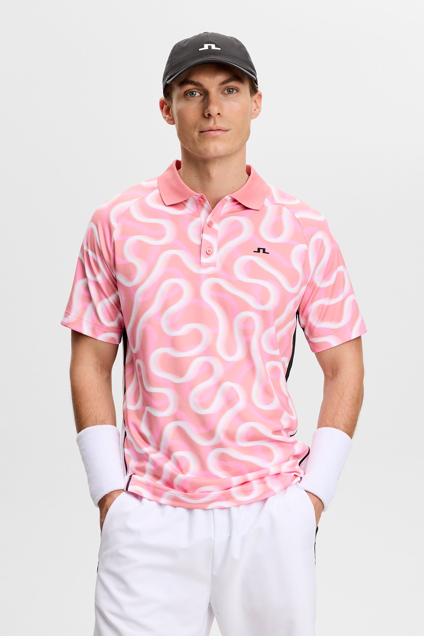 Paul Print Polo in Rally Flamingo M by J.Lindeberg
