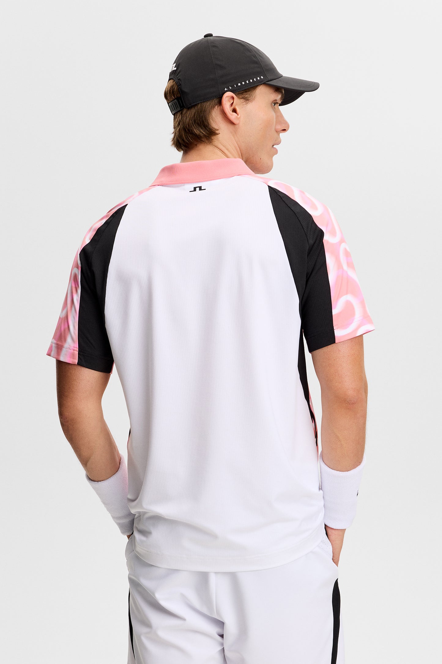 Paul Print Polo in Rally Flamingo M by J.Lindeberg