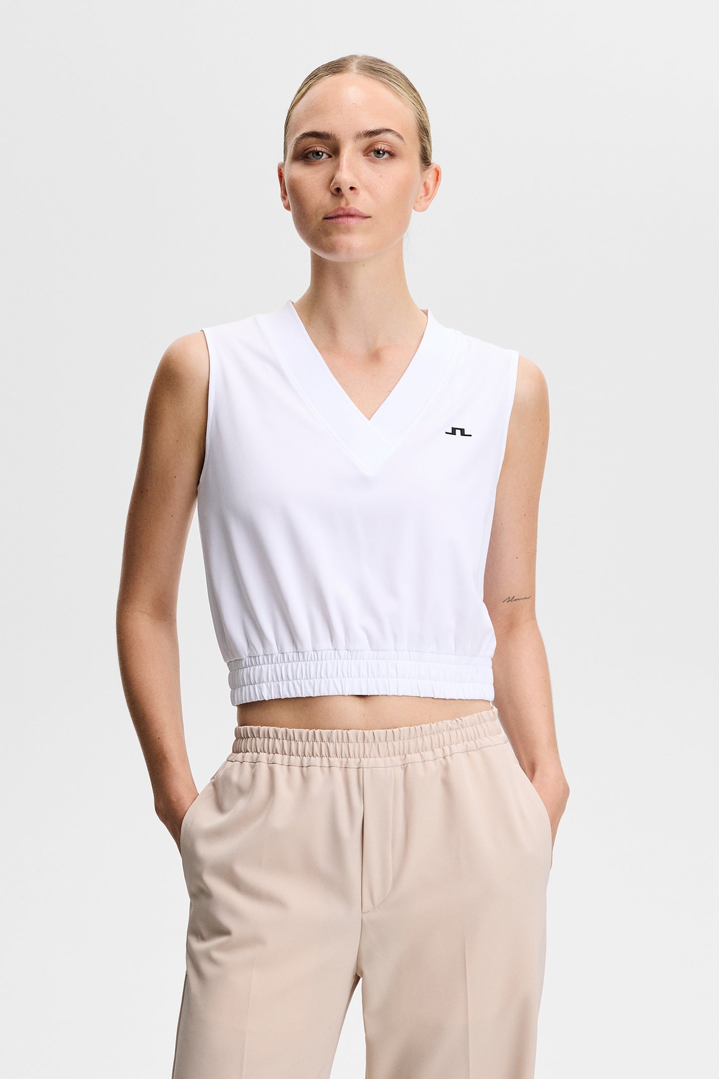 Liny Sleeveless Top in White by J.Lindeberg