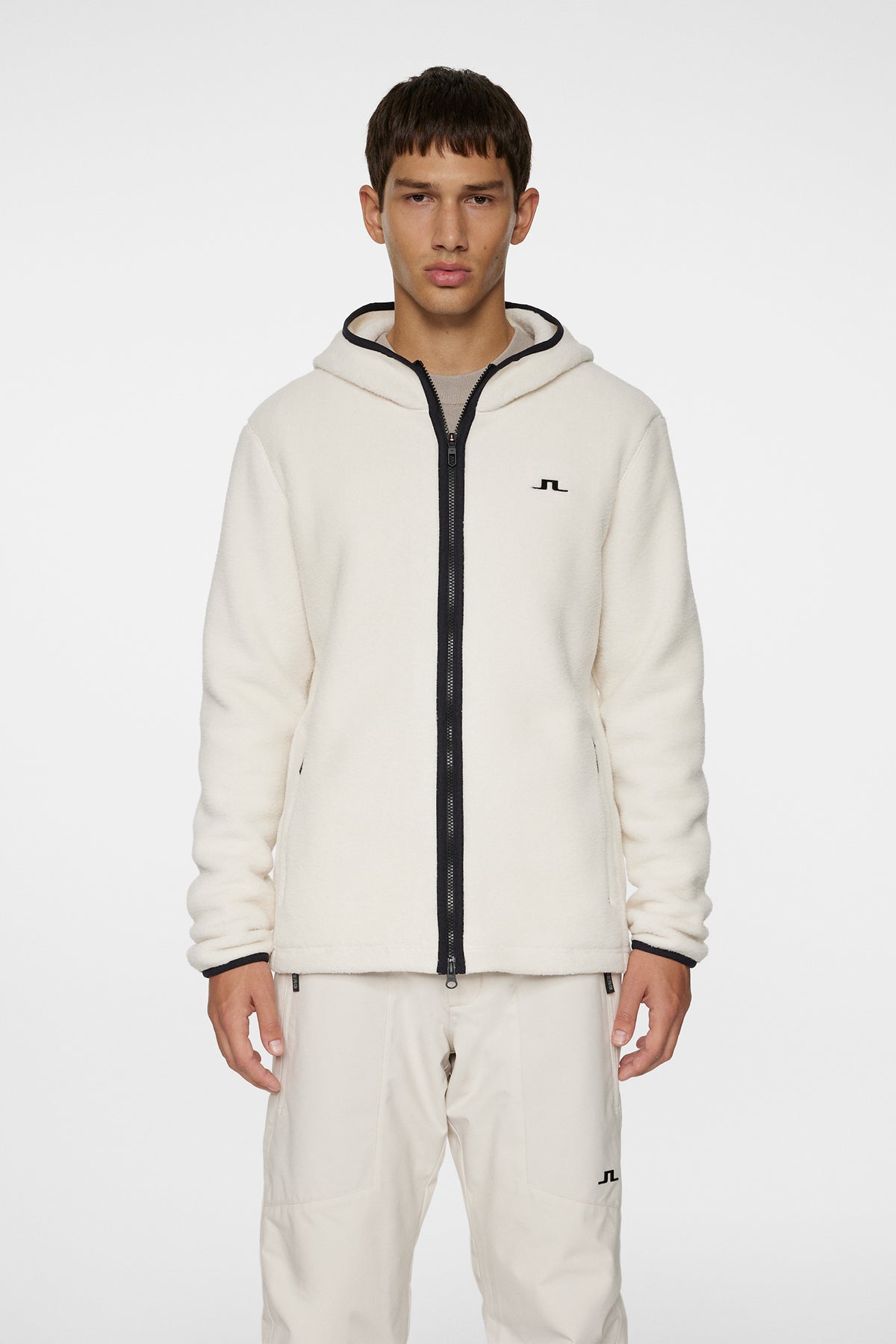 Seymor Fleece Zip Hood in Moonbeam by J.Lindeberg