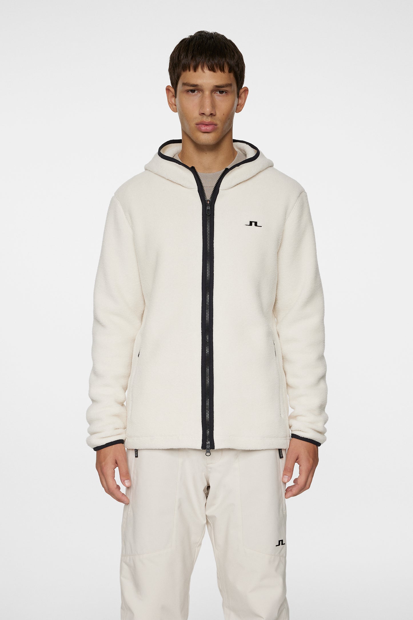 Seymor Fleece Zip Hood in Moonbeam by J.Lindeberg