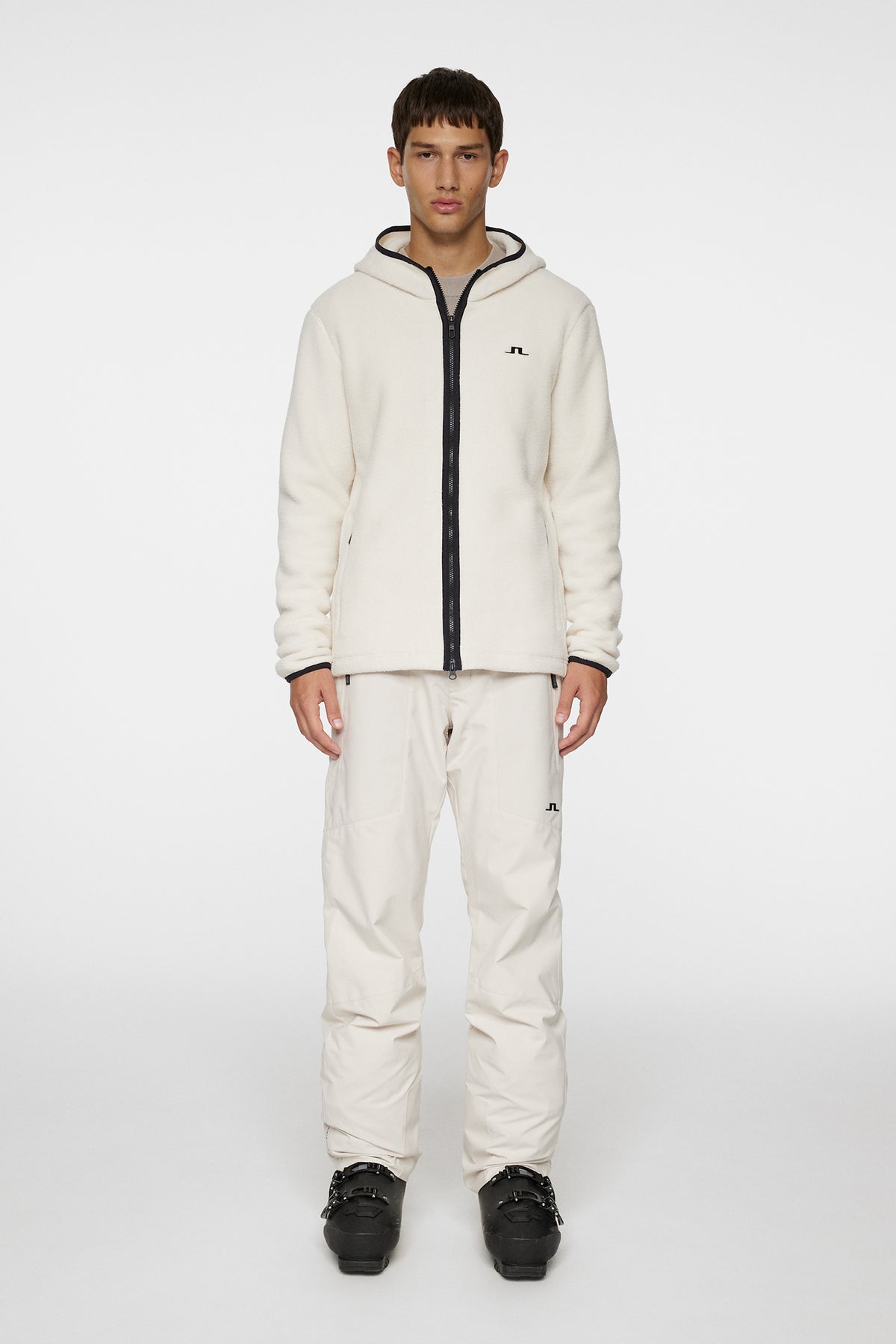Seymor Fleece Zip Hood in Moonbeam by J.Lindeberg