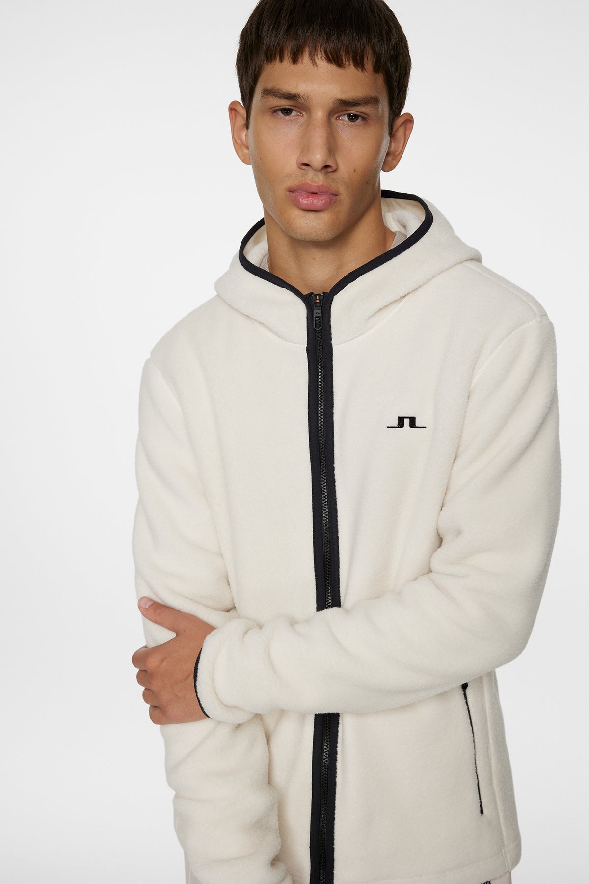 Seymor Fleece Zip Hood in Moonbeam by J.Lindeberg