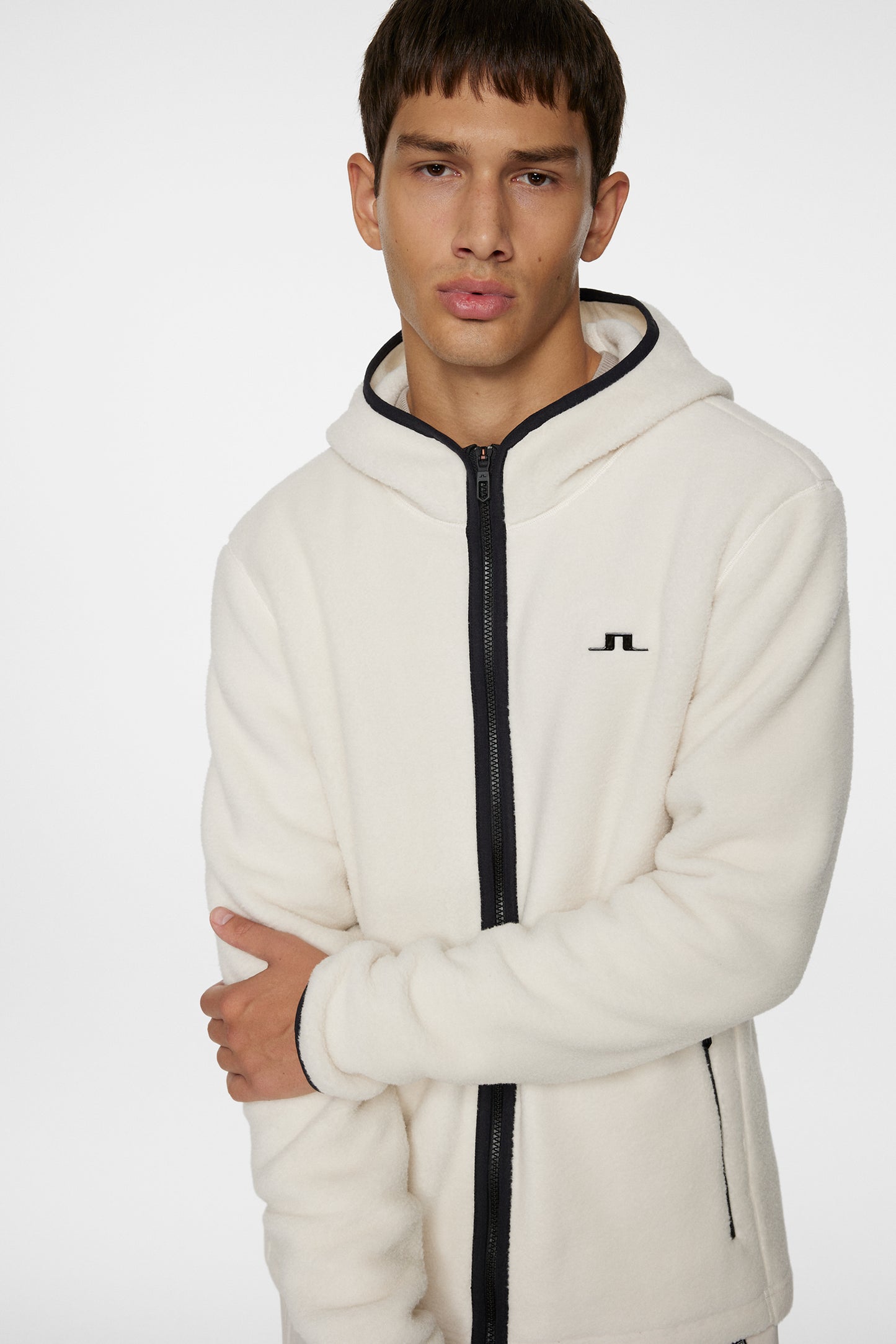 Seymor Fleece Zip Hood in Moonbeam by J.Lindeberg