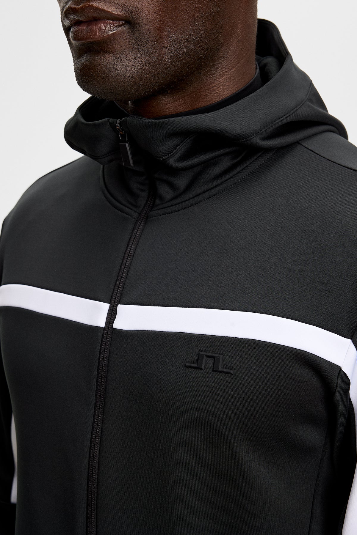 Sharpe Full Zip Hood in Black by J.Lindeberg
