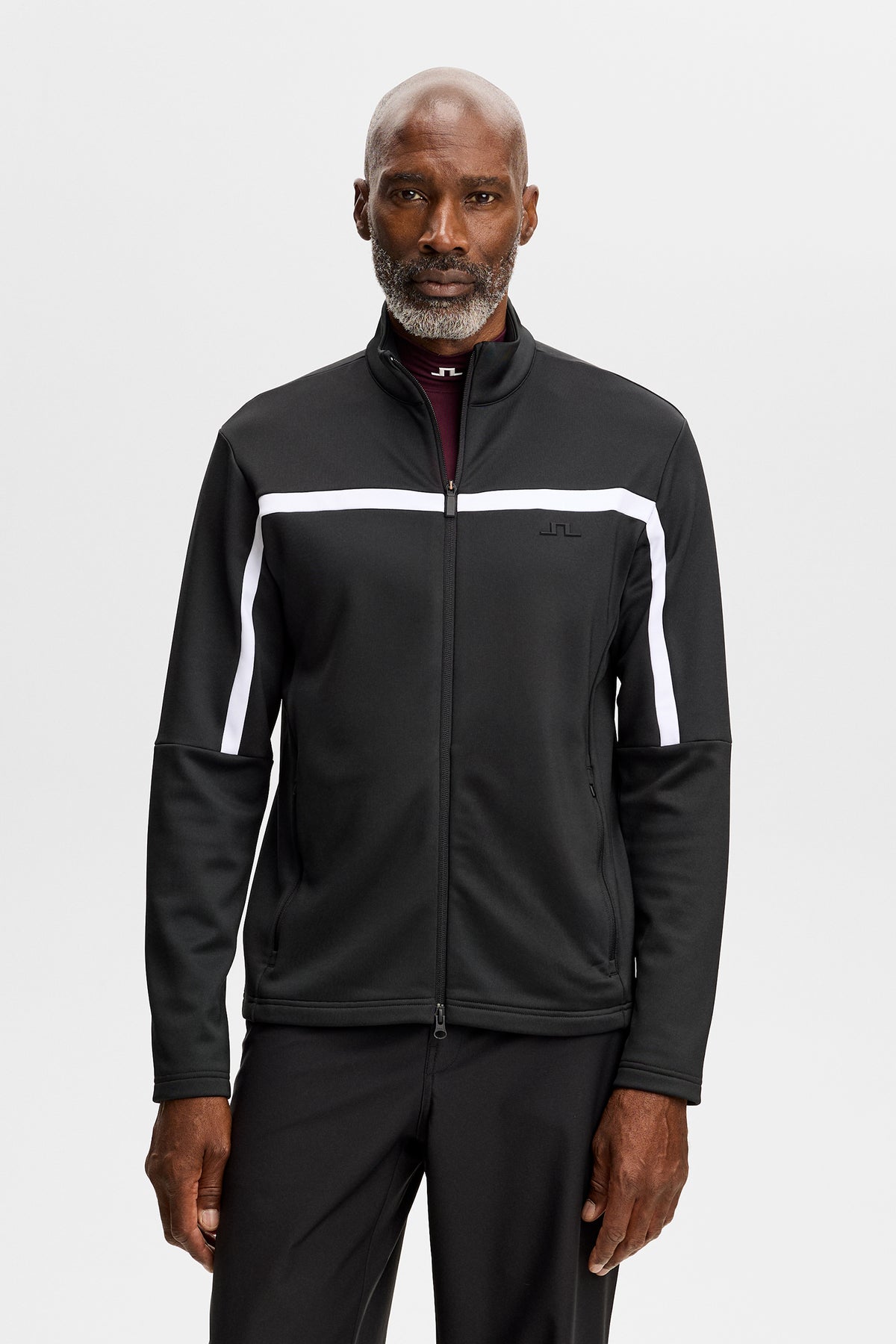 Sharpe Full  Zip Mid Layer in Black by J.Lindeberg