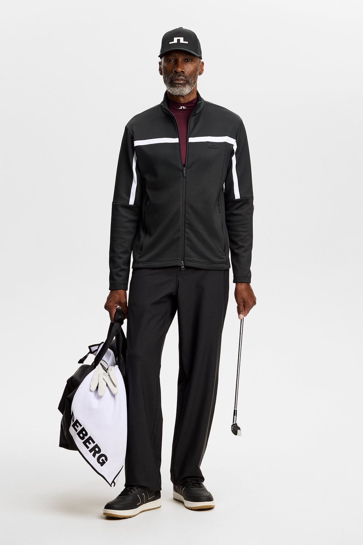 Sharpe Full  Zip Mid Layer in Black by J.Lindeberg