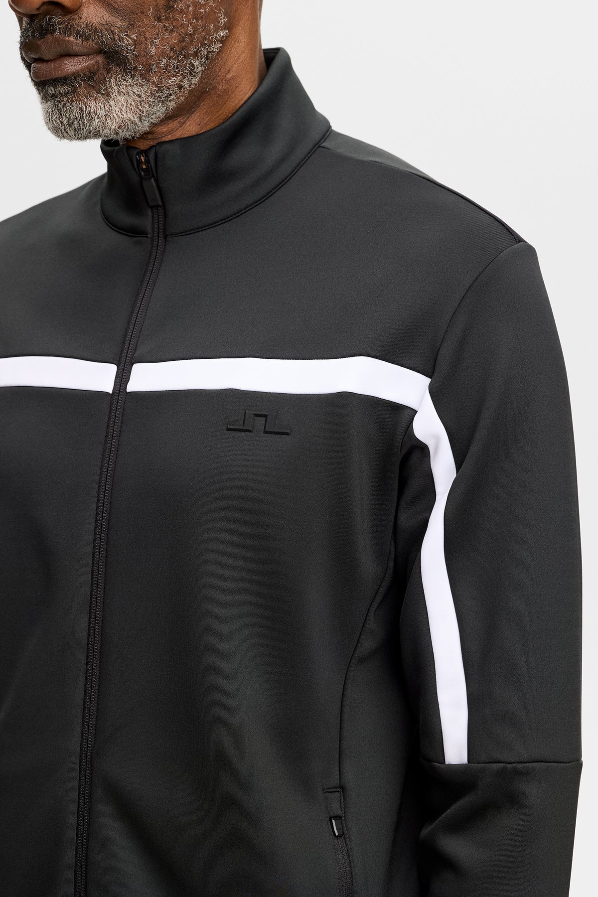 Sharpe Full  Zip Mid Layer in Black by J.Lindeberg