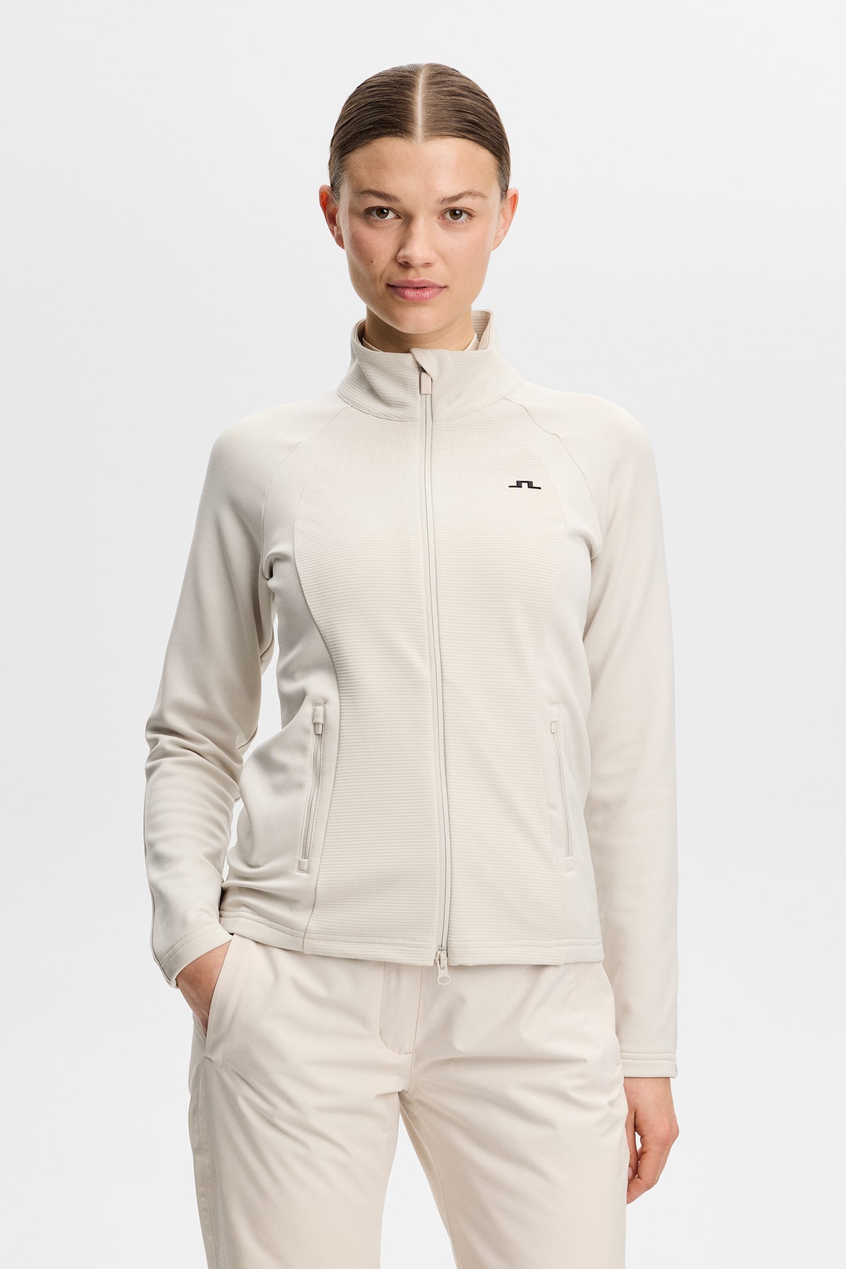 Mireya Full Zip Mid Layer in Moonbeam by J.Lindeberg