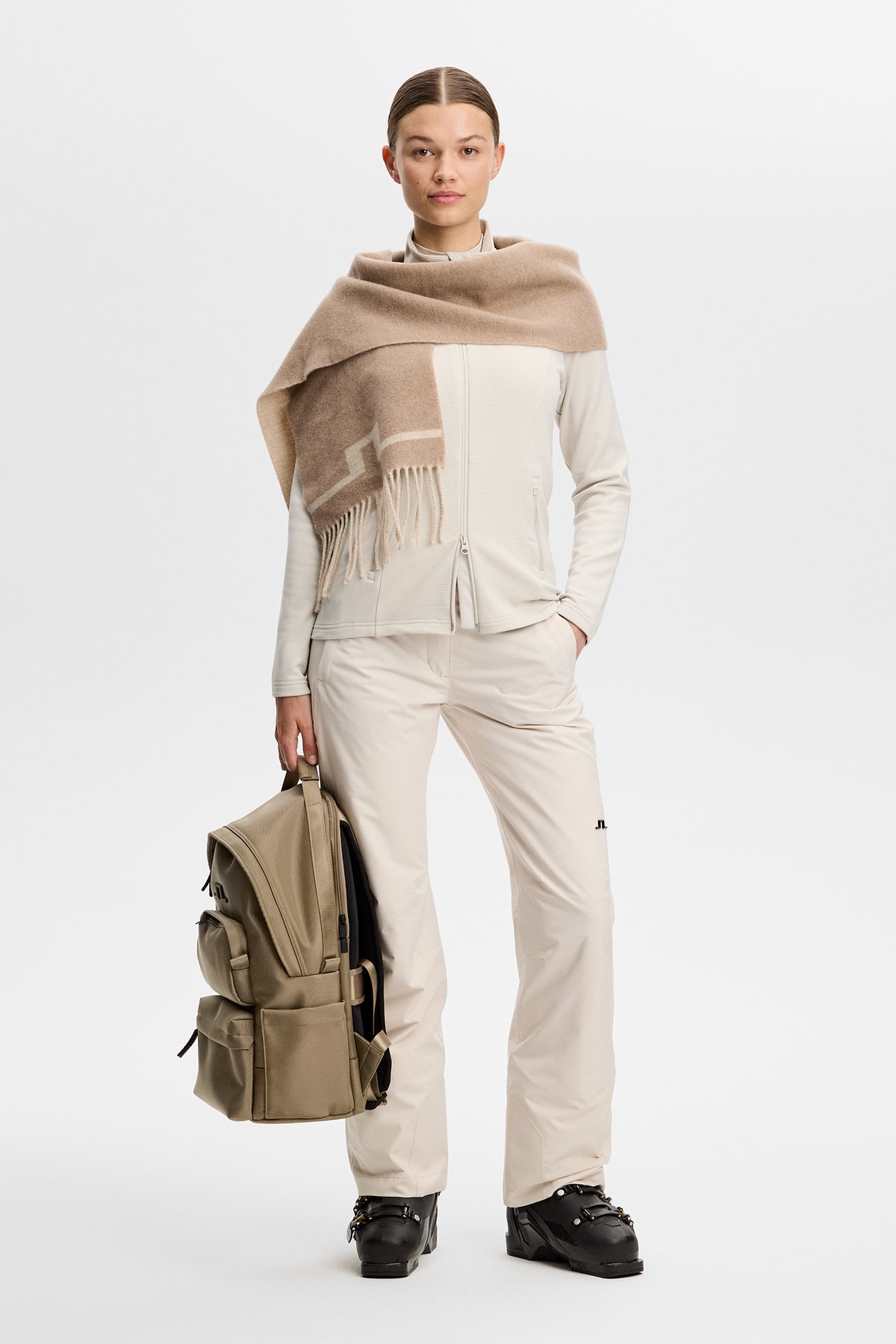 Mireya Full Zip Mid Layer in Moonbeam by J.Lindeberg