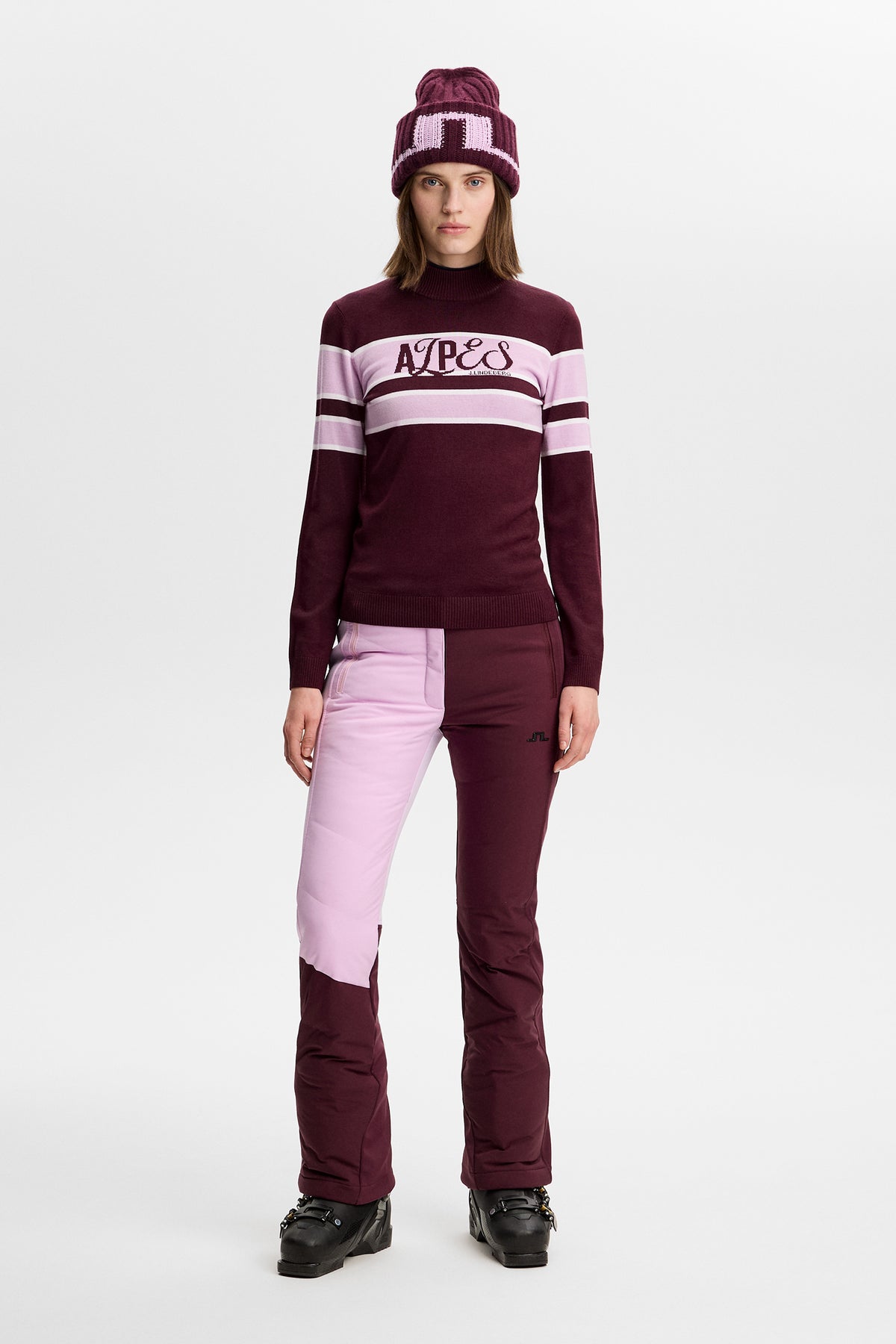 Yara Blocked Down Pant in Winetasting by J.Lindeberg
