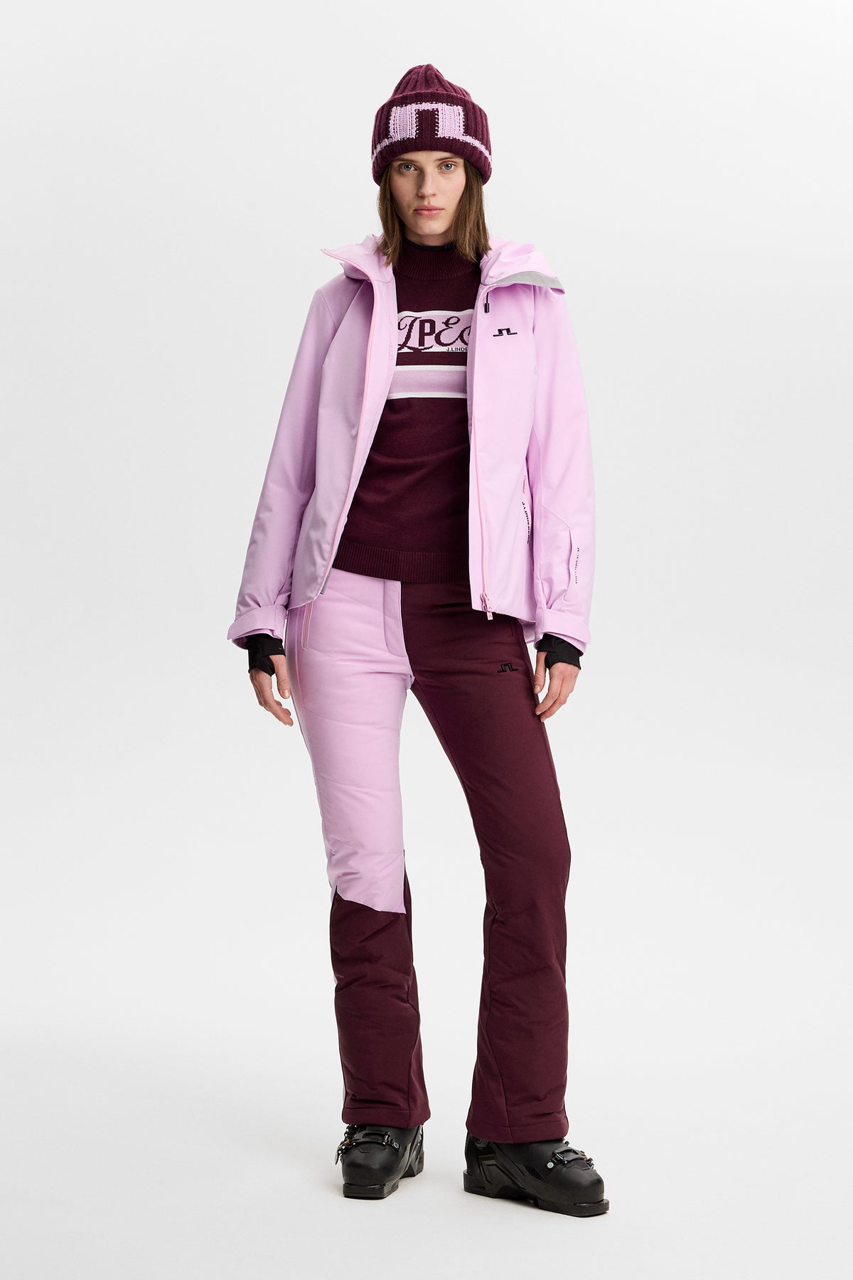 Yara Blocked Down Pant in Winetasting by J.Lindeberg