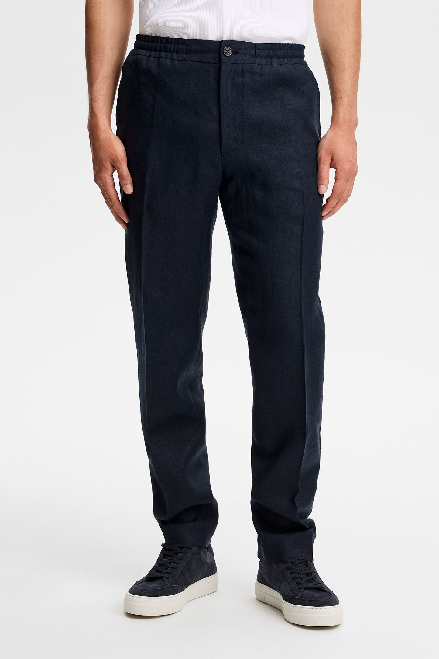 Soren Drape Linen Pants / JL Navy