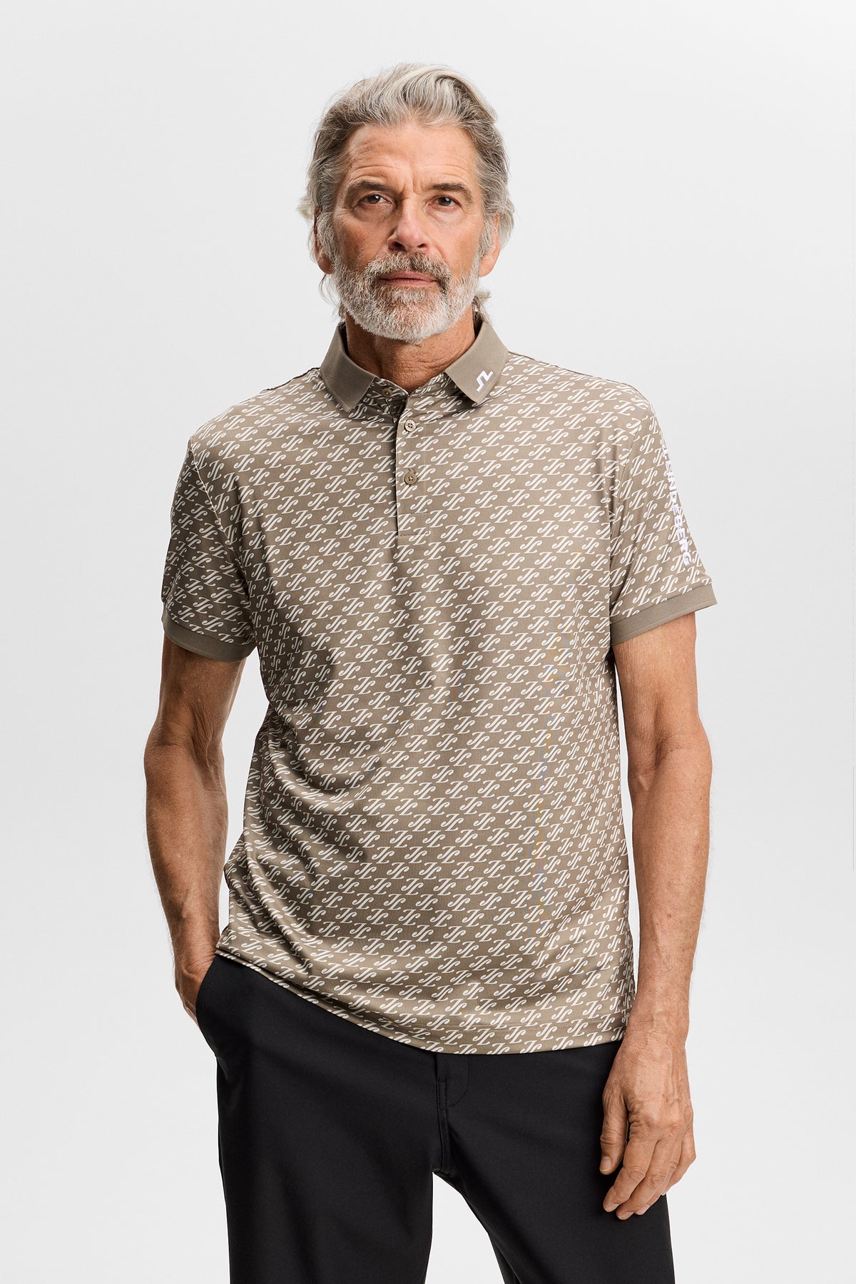 Tour Tech Print Polo / Cardi Jacquard S Brindle