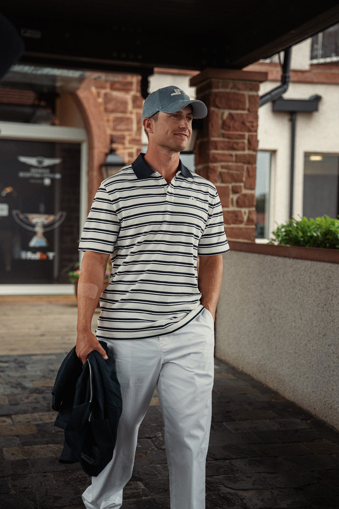 Trond Striped Polo Pique / JL Navy