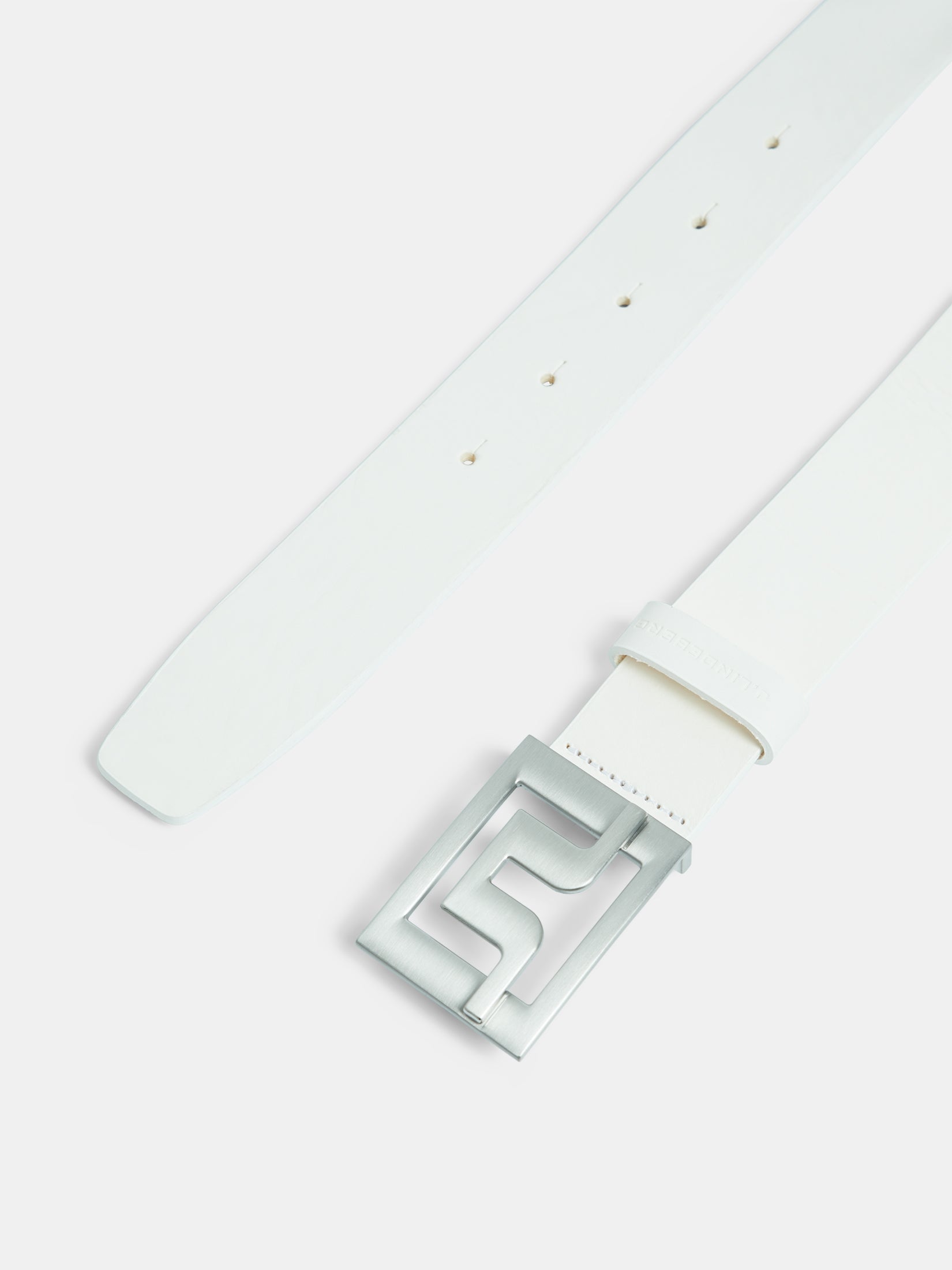 Slater White Leather Belt