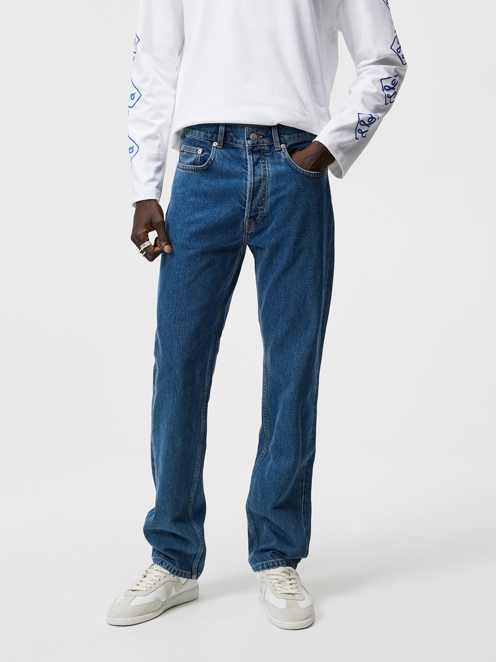 제이린드버그 J.LINDEBERG Cody Flat Indigo Regular Jeans,Mid Blue